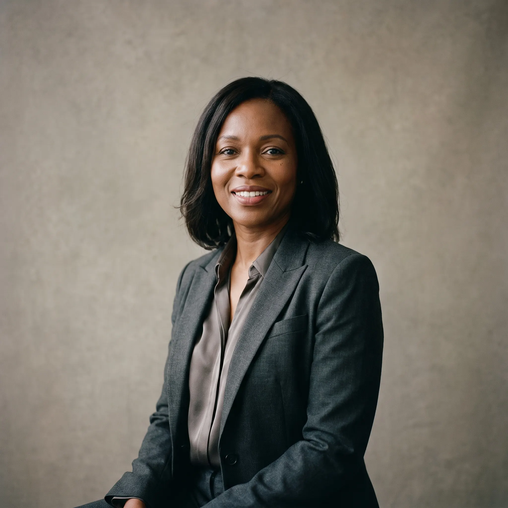 Editorial studio portrait of Elena Vane, Head of Advisory
